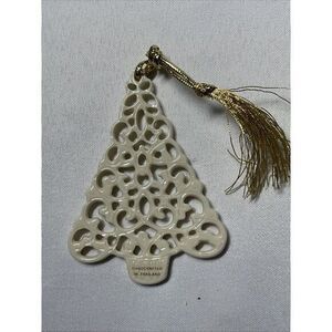 Lenox Pierced Tree Cream White China Christmas Tree Ornament 3 1/4" H x 2 1/4" W